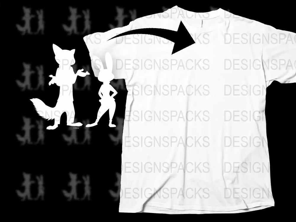 White T-Shirt with Unique Fox and Fairy Silhouette Design, Unisex Graphic Tee