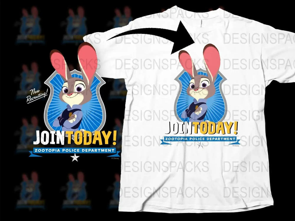 Zootopia Police Department T-Shirt, Join Today Graphic Tee, Judy Hopps Inspired Shirt for Fans
