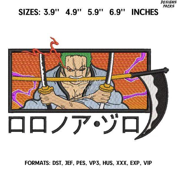 Zoro Embroidery Design File/ One Piece Anime Embroidery Design/ Machine  Design Pes Dst. Swoosh Roronoa Zoro embroidery