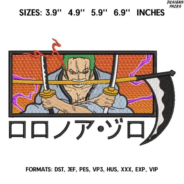 Zoro Embroidery Design File/ One Piece Anime Embroidery Design/ Machine  Design Pes Dst. Swoosh Roronoa Zoro embroidery
