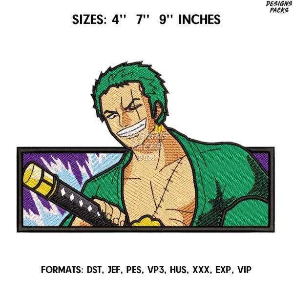 Zoro Embroidery Design File/ One Piece Anime Embroidery Design/ Machine  Design Pes Dst. Swoosh Roronoa Zoro embroidery