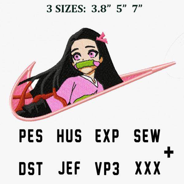 Embroidery design of anime character in pink outfit, available in PES, HUS, EXP, SEW, DST, JEF, VP3, XXX formats
