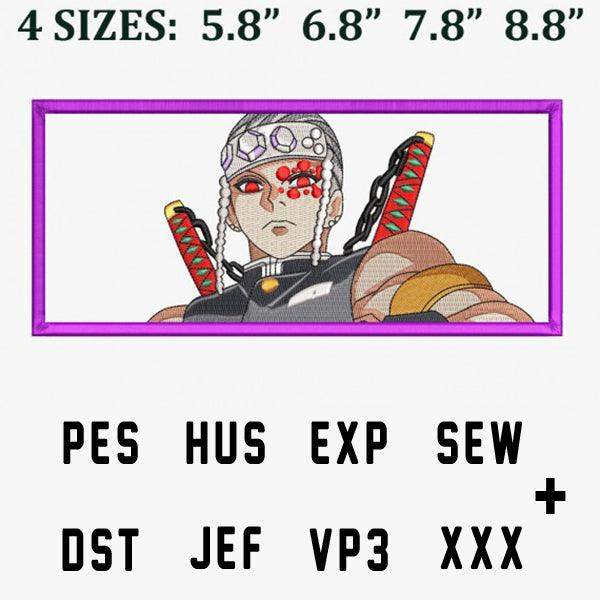 Anime character embroidery design with 4 sizes, PES HUS EXP SEW DST JEF VP3 XXX formats