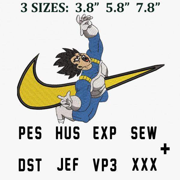 Embroidery design of animated character with Nike swoosh, available in PES, HUS, EXP, SEW, DST, JEF, VP3 formats
