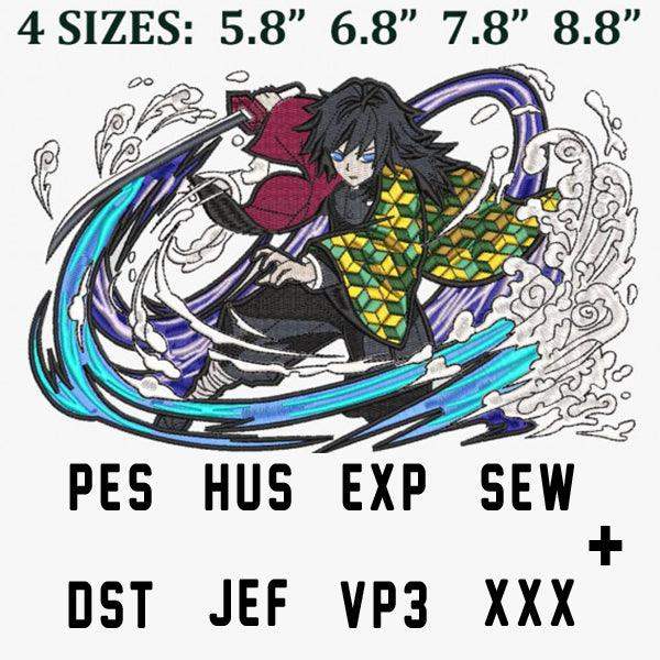 Anime character embroidery design in 4 sizes, PES HUS EXP SEW DST JEF VP3 XXX formats, print-ready