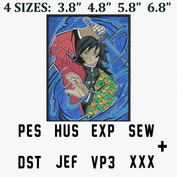 Anime character embroidery design in 4 sizes, PES HUS EXP SEW DST JEF VP3 XXX formats