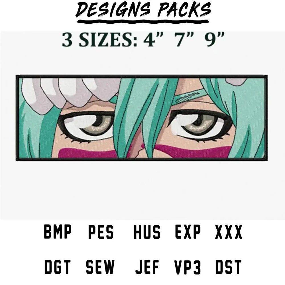 Anime character eyes embroidery design in 3 sizes, PES, DST, SVG formats for DTG & DTF printing