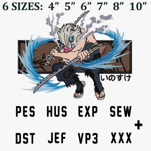 Anime character embroidery design in 6 sizes, PES HUS EXP SEW DST JEF VP3 XXX formats, print-ready