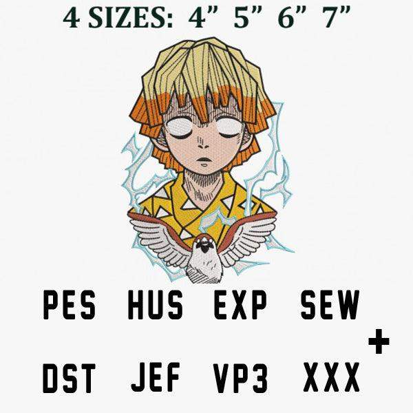 Anime character embroidery design with 4 sizes, PES, DST, JEF formats for instant download
