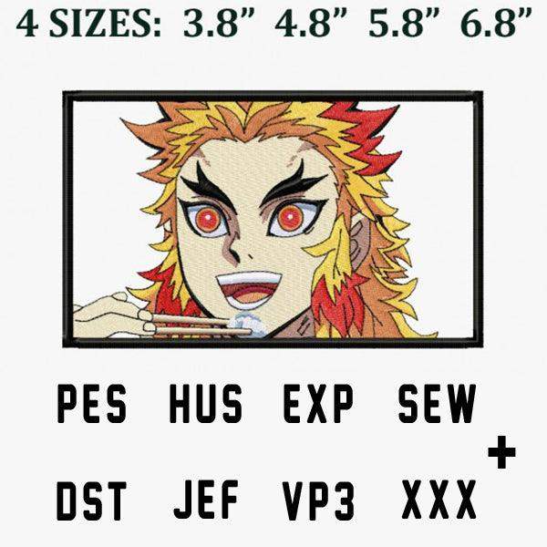 Anime character embroidery design in 4 sizes, PES HUS EXP SEW DST JEF VP3 XXX formats, print-ready