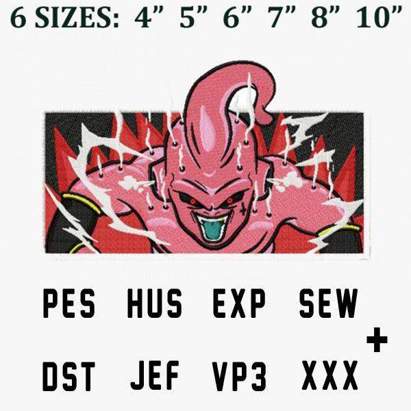 Majin Buu embroidery design in 6 sizes, PES HUS EXP SEW DST JEF VP3 XXX formats for instant download