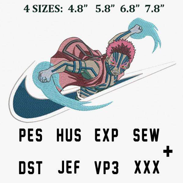 Embroidery design of anime character in dynamic pose, available in PES, HUS, EXP, SEW, DST, JEF, VP3, XXX formats