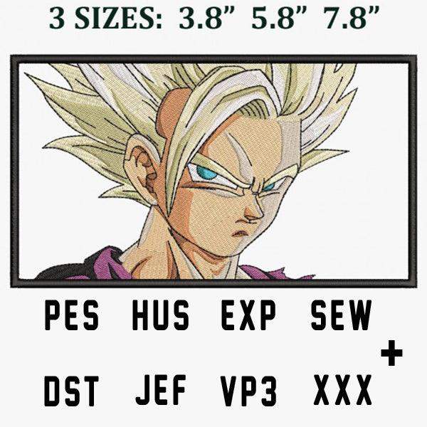 Dragon Ball Super Saiyan embroidery design in 3 sizes, PES, DST, JEF formats for instant download