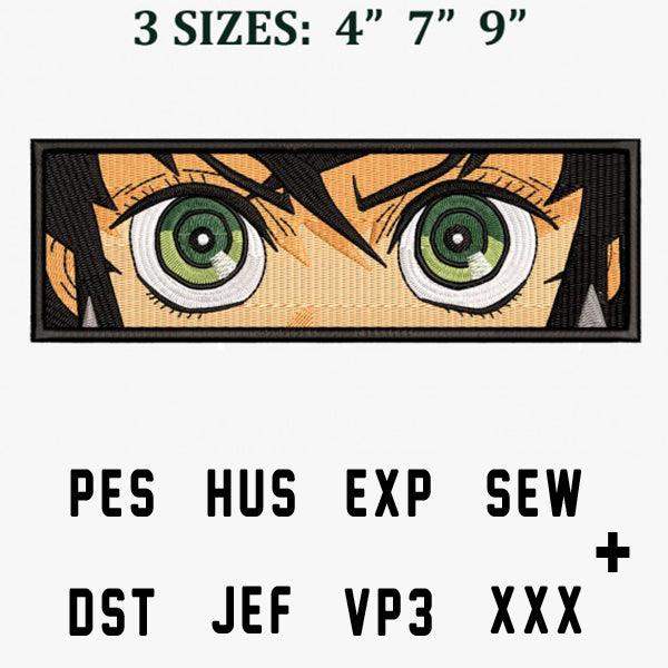 Anime green eye embroidery design in 3 sizes, PES, DST, JEF formats for instant download