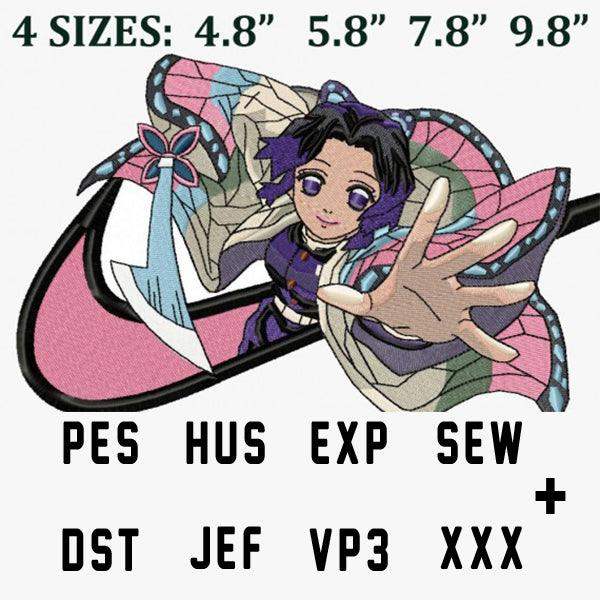 Anime butterfly girl embroidery design in 4 sizes, PES HUS EXP SEW DST JEF VP3 XXX formats