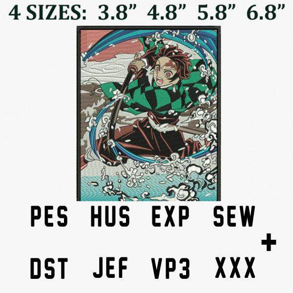 Anime character embroidery design in 4 sizes, PES HUS EXP SEW DST JEF VP3 XXX formats, print-ready