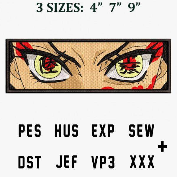Anime eye embroidery design in 3 sizes, PES HUS EXP SEW DST JEF VP3 XXX formats, print-ready for embroidery machines