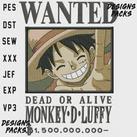 Anime Embroidery One Piece Luffy Wave - A.G.E Store embroider patterns